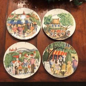 Williams Sonoma Guy Buffet 11” porcelain dinner plates with hangers.